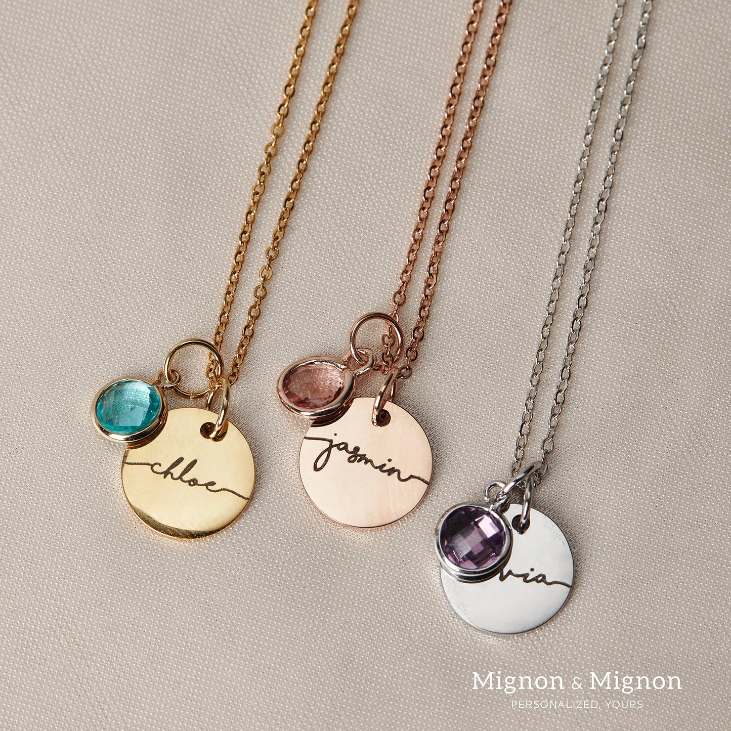 Birthstone Name Necklace Personalized Jewelry for Women Mother's Day Gifts for Mom Gold Plated Pendant Charm, Custom Jewelry Grandma Gift Birthday Personalized Gifts for New Moms -CN-BS-SH