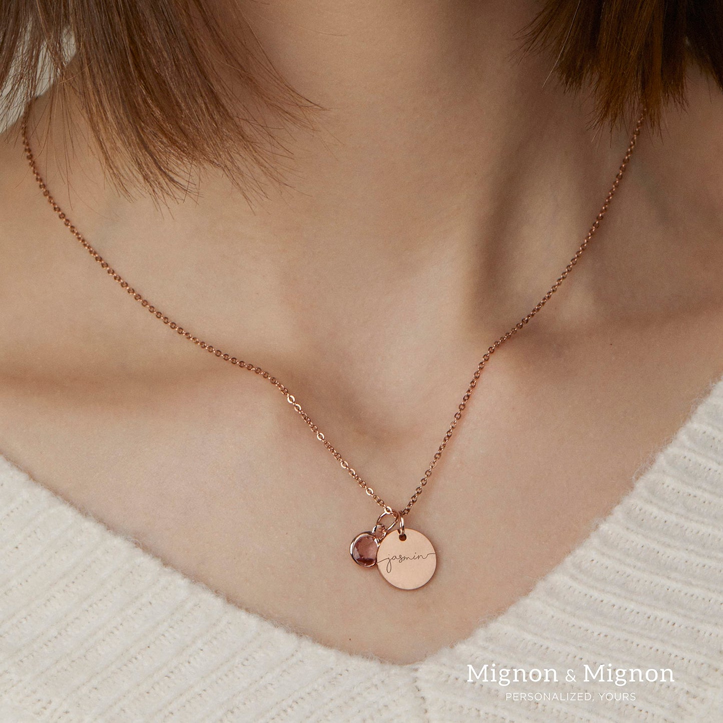 Birthstone Name Necklace Personalized Jewelry for Women Mother's Day Gifts for Mom Gold Plated Pendant Charm, Custom Jewelry Grandma Gift Birthday Personalized Gifts for New Moms -CN-BS-SH